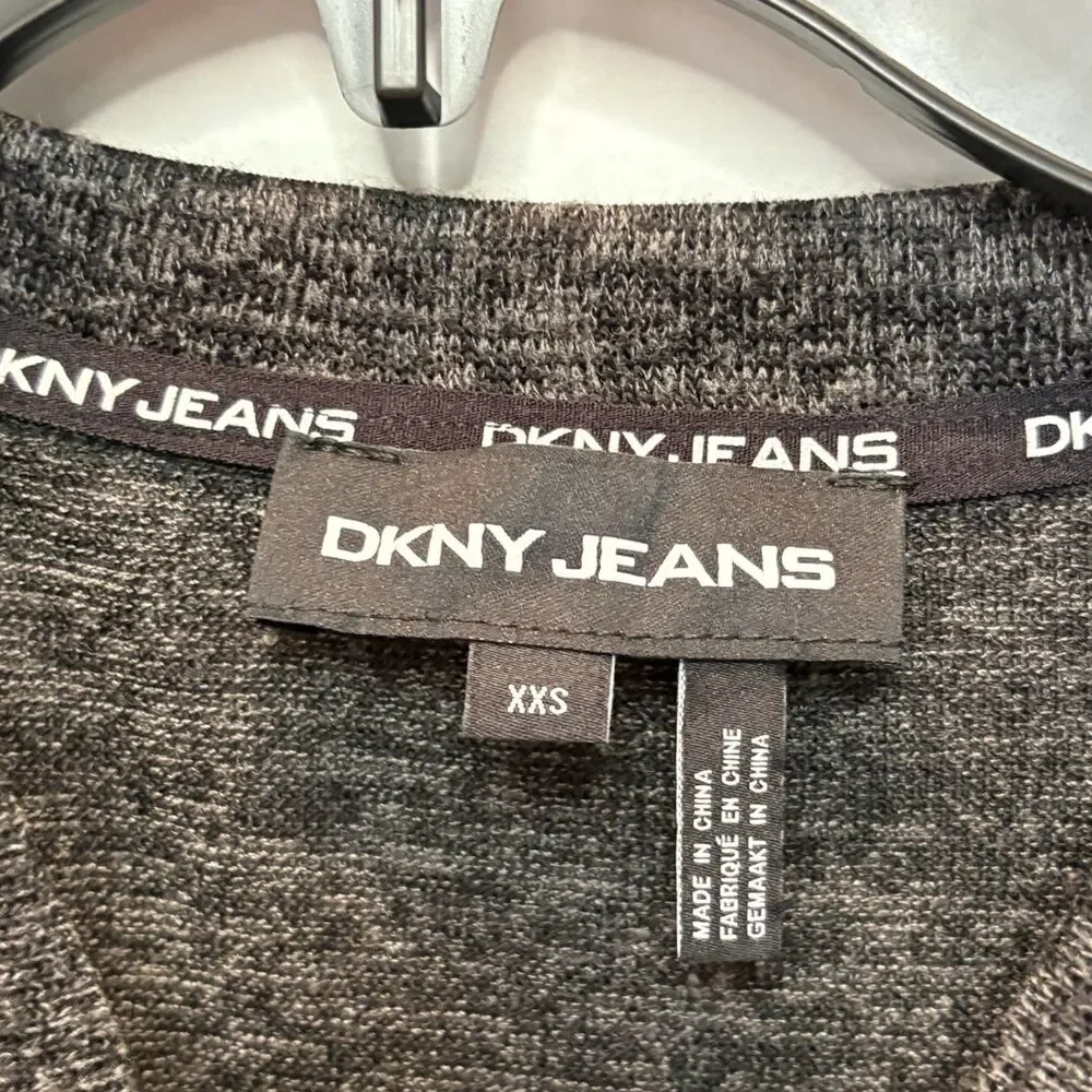 DKNY Women’s Knit Long Sleeve Front Tie Crop Top Size XXS Black